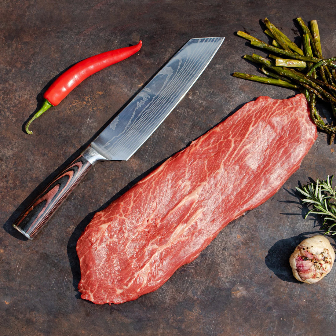 Rosewood Damascus Chef's Knife (Kiritsuke)