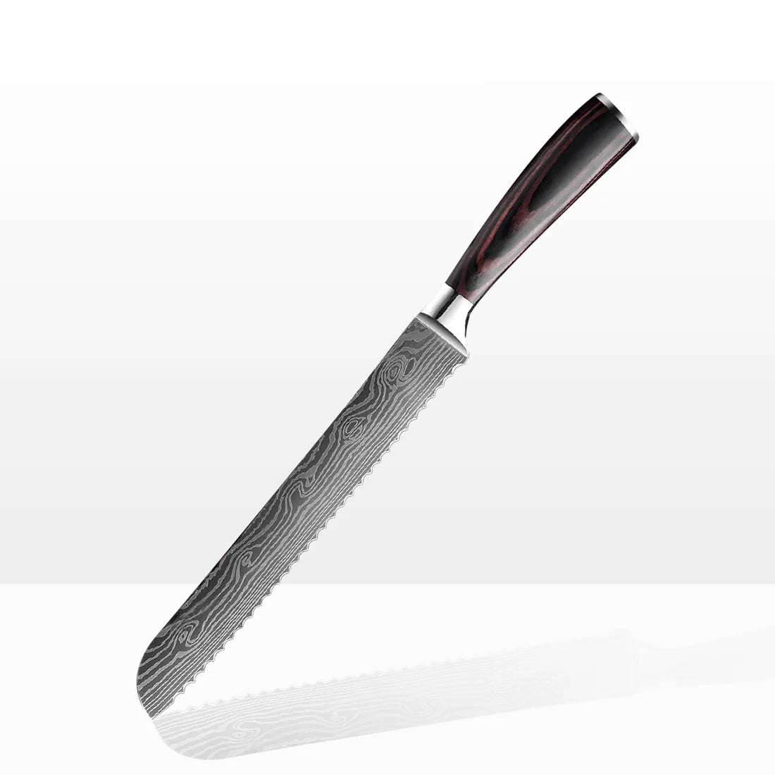 Rosewood Damascus Bread Knife (Pankiri)