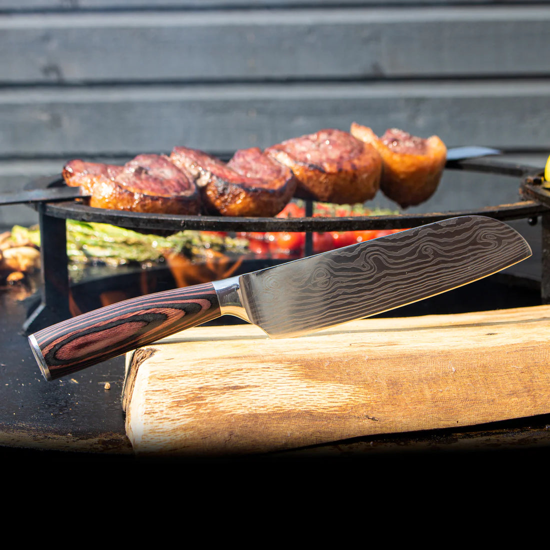 Rosewood Damascus Chef's Knife (Santoku)
