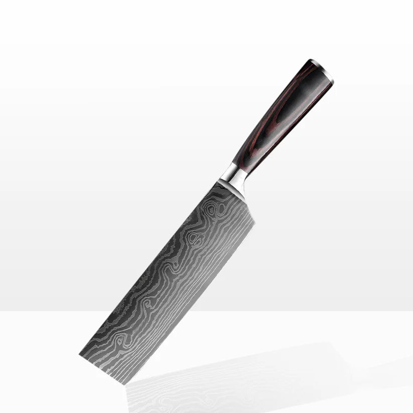 Rosewood Damascus Vegetable Knife (Nakiri)