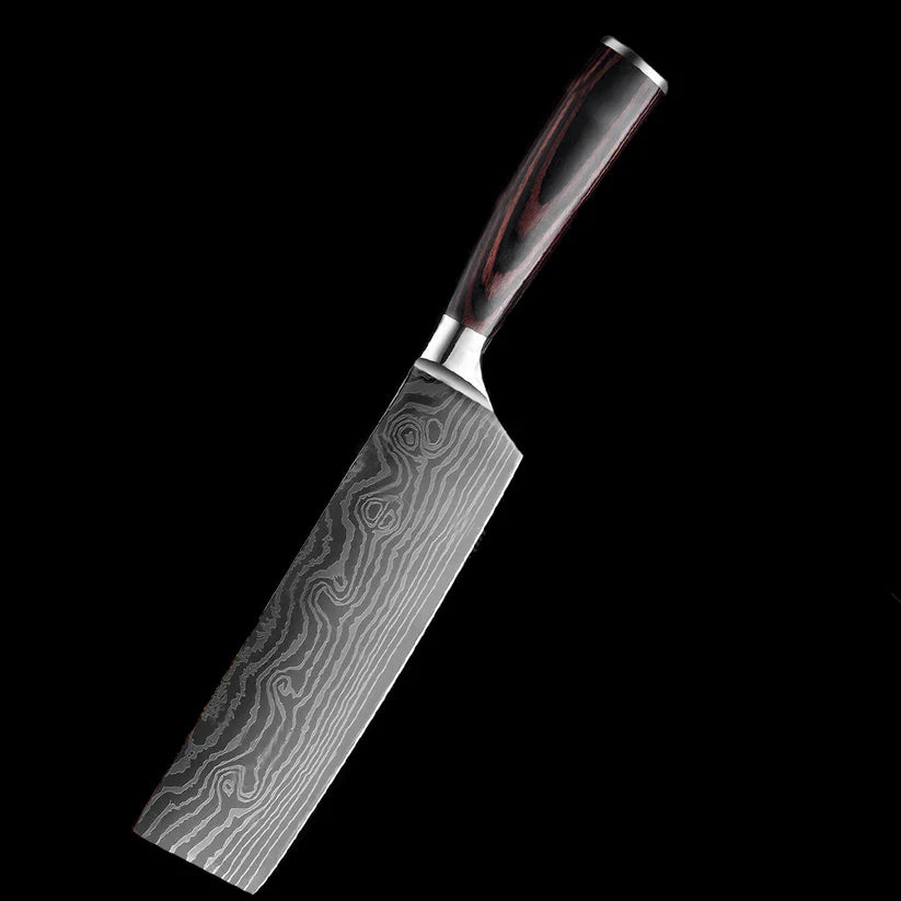 Rosewood Damascus Vegetable Knife (Nakiri)